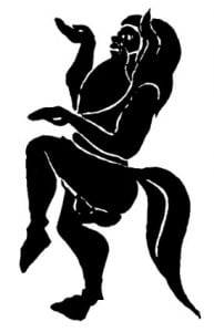 Дикие люди: Танцующая лошадьсилен. Живопись на греческой вазе, ок. 450 г. до н. э.